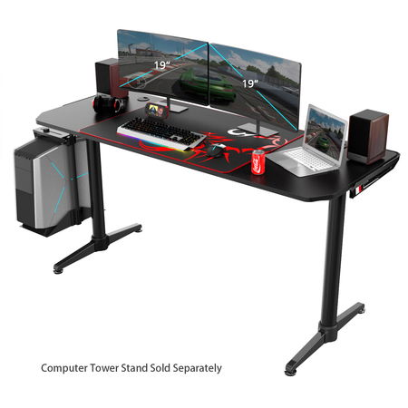 EUREKA ERGONOMICS I60 Gaming Desk with Cable Management ERK-I60-B